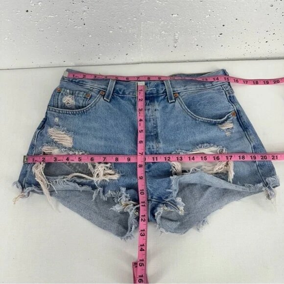 Lot of 2 Levi's size 29 Blue 501 Distressed Black 505 Straight Fit Jean Shorts - Picture 6 of 15